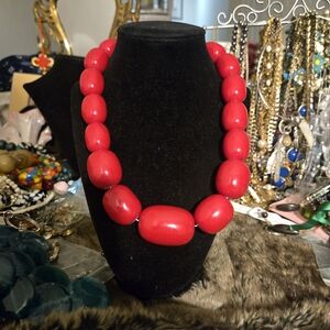 Bold Red Beaded Necklace